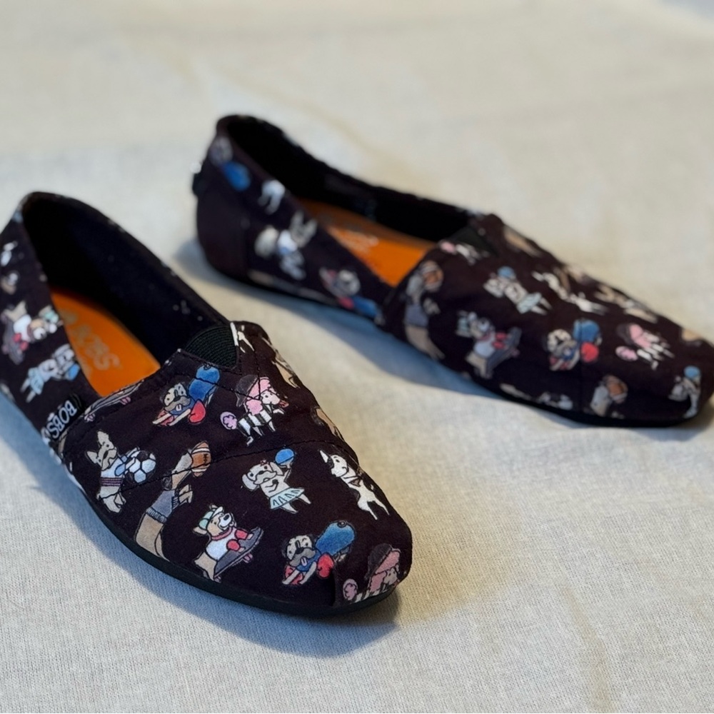 BOBS from Skechers Black Printed Canvas Flats